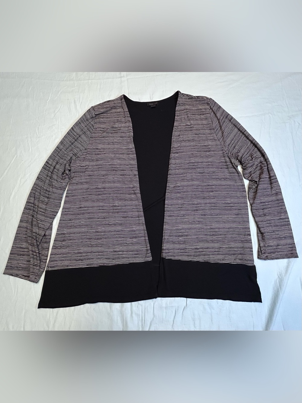 J Jill Striped Open-Front Women's Cardigan Sweater-XL - Black & White